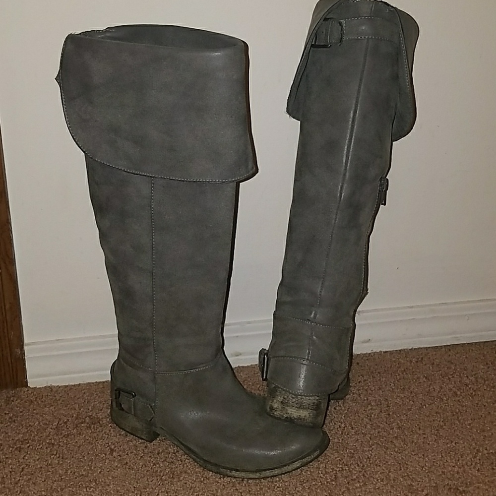 Dillards Gray Knee High Boots Size: 6